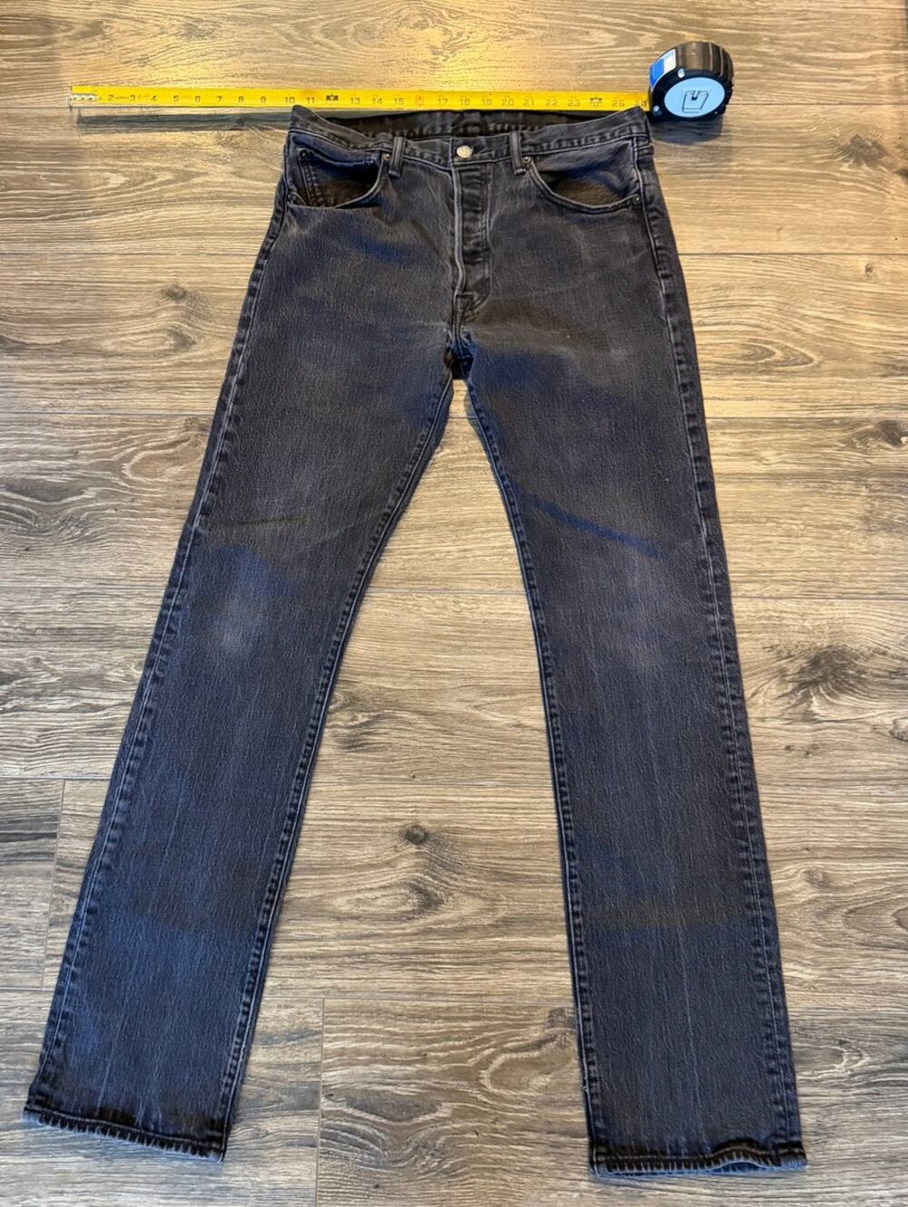 Levi's Mens W34 L36 Black Stretch Jeans Straight Leg Red Tab